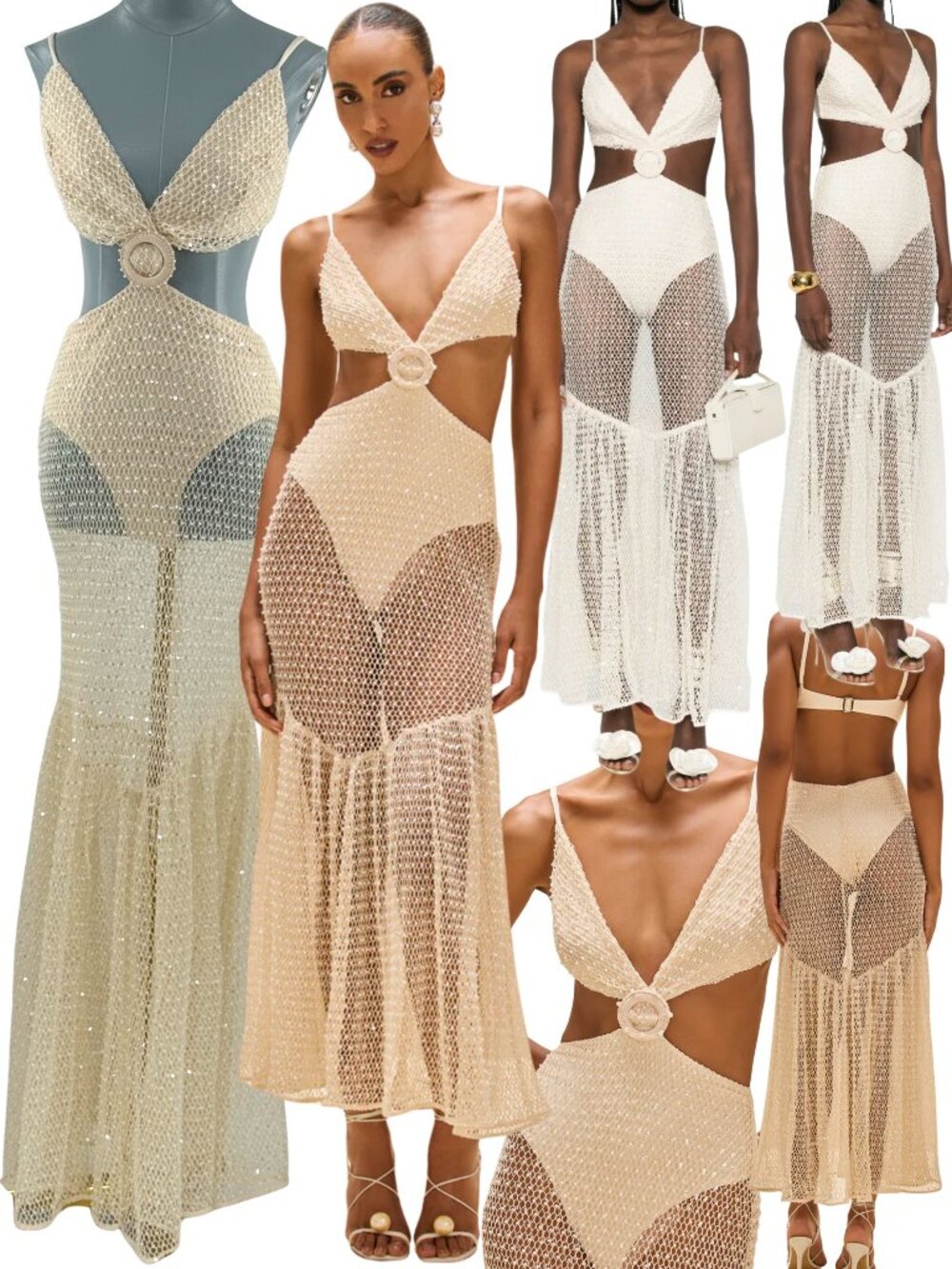 🆕 PATBO 🧿 NWOT Crochet Bloom Cut Out Beach Dress, Off White - Sz US 10 BR 42